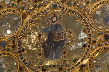 Venedik, İtalya - 17 Eylül 2019 - St. Mark Katedrali Altın Havuz