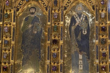Venedik, İtalya - 17 Eylül 2019 - St. Mark Katedrali Altın Havuz
