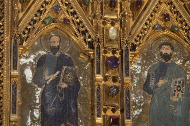 Venedik, İtalya - 17 Eylül 2019 - St. Mark Katedrali Altın Havuz