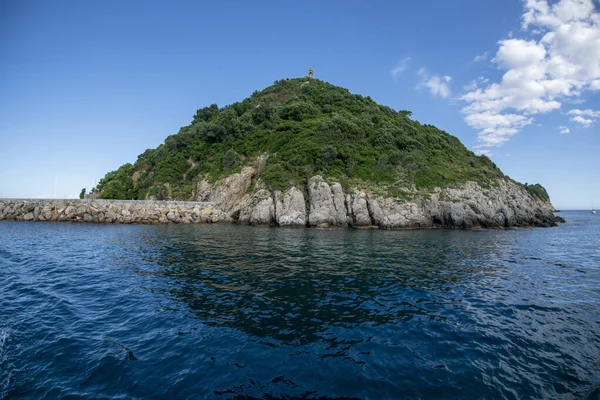 Gallinara Chicken Island Liguria Włochy Zobacz Krajobraz — Zdjęcie stockowe