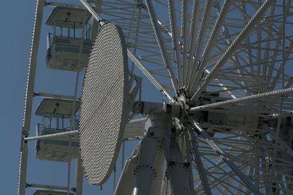 Panorama Pariserhjul Stor Hjuldetalj Molnig Himmel Bakgrund — Stockfoto