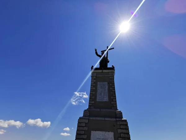 Kristusstaty Giarolo Mountain Top Italien — Stockfoto