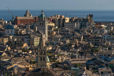 Castelletto asansör panoramasından Ceneviz havası şehir manzarası