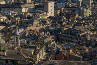 Castelletto asansör panoramasından Ceneviz havası şehir manzarası