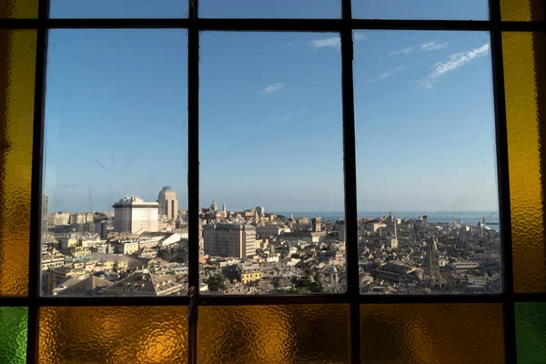 Vista Aérea Ciudad Génova Desde Castelletto Ascensor Panorama — Foto de Stock