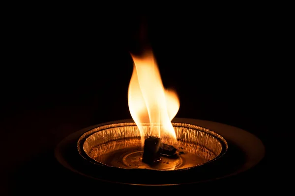 Red Flame Black Background Detail — Stock Photo, Image