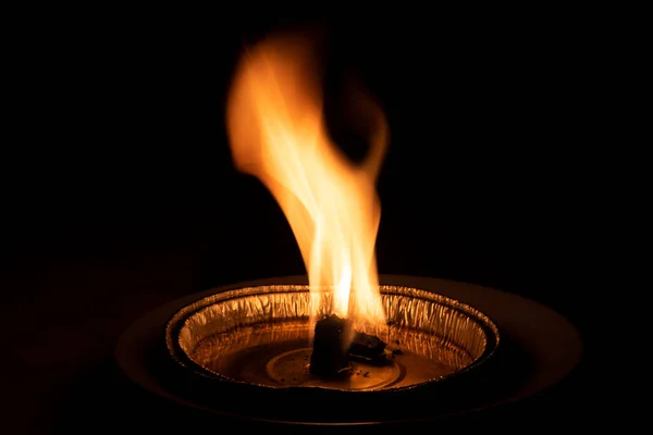 Red Flame Black Background Detail — Stock Photo, Image
