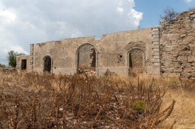 Vendicari 'de çatısı olmayan Bizans Kilisesi Noto Sicilya rezervi