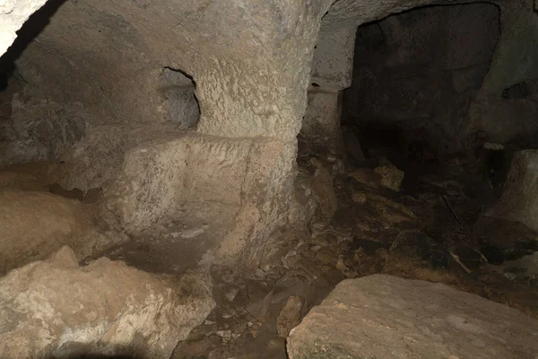 Necrópolis Bizantina Tumbas Antiguas Vendicari Sicilia — Foto de Stock