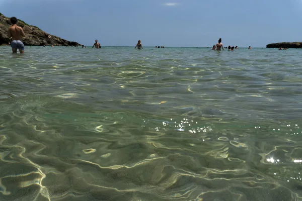 Noto Italia Julio 2020 Playa Calamosche Está Llena Personas Sin — Foto de Stock