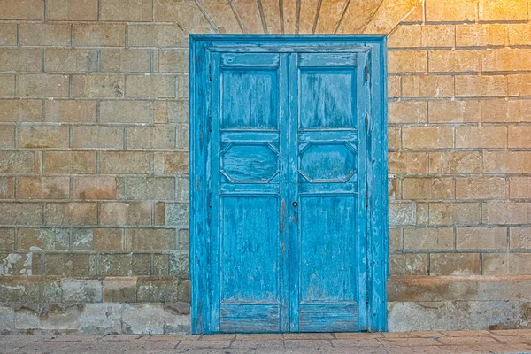 Деревянная Дверь Стиле Барокко Ното Сицилия Ночью — стоковое фото