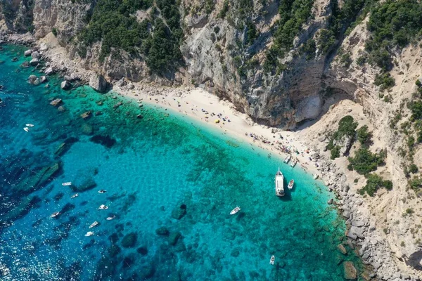 Seagull Bay Baia Dei Gabbiani Beach Sardinia Aerial View Panorama — Stock Photo, Image