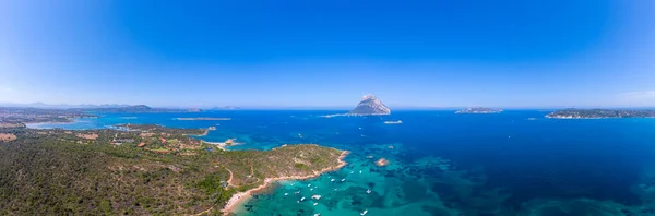 Tavolara Adası Sardunya Hava Manzarası Kristal Turkuaz Manzarası — Stok fotoğraf