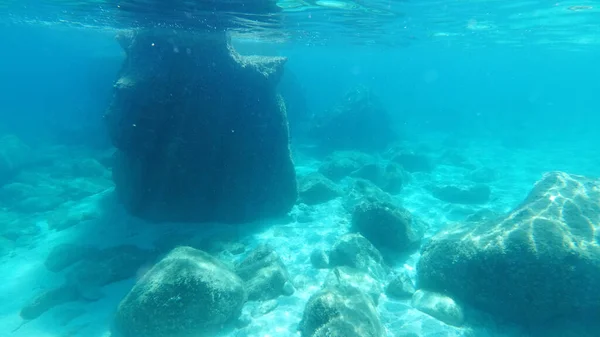 Sardinië Kristal Water Onderwater Uitzicht Panorama Scuba Duiken Snorkelen — Stockfoto