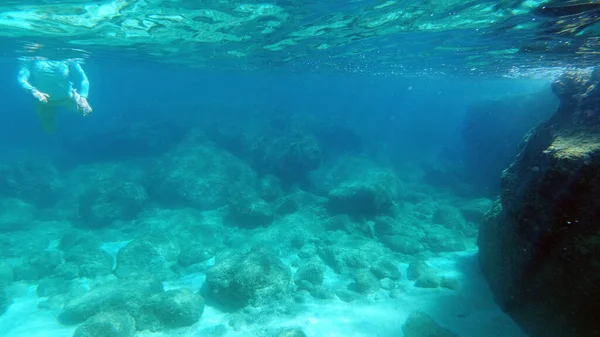Sardynia Krystaliczna Woda Podwodny Widok Panorama Nurkowanie Nurkowanie — Zdjęcie stockowe