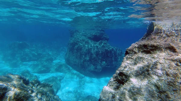 Sardinie Křišťálová Voda Podvodní Pohled Panorama Potápění Šnorchlování — Stock fotografie