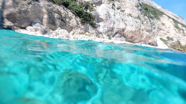 Cerdeña Agua Cristalina Vista Submarina Panorama Buceo Snorkeling — Foto de Stock