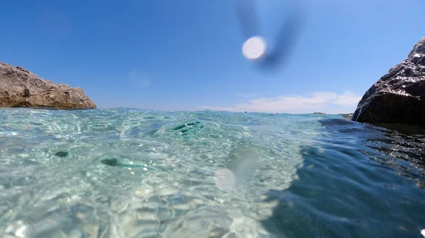 Sardinia Crystal Water Underwater View Panorama Scuba Diving Snorkeling — Stock Photo, Image