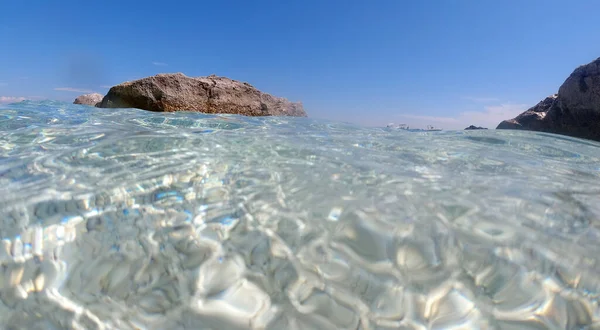 Sardinien Kristallklares Wasser Unterwasserblick Panorama Tauchen Schnorcheln — Stockfoto