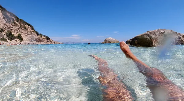 Sardinia Crystal Water Underwater View Panorama Scuba Diving Snorkeling — Stock Photo, Image