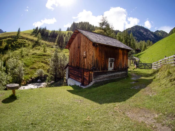 Vodní Mlýn Údolí Dolomitech Hory Itálie Longiaru Badia Údolí — Stock fotografie