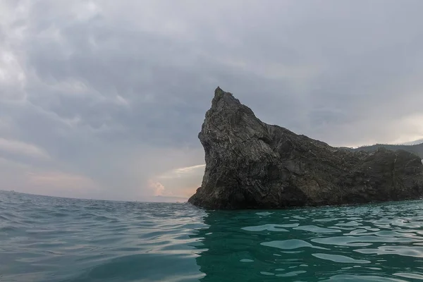 Monterosso Cinque Terre Panorama Roccia Tramonto Dal Mare Durante Snorkeling — Foto Stock