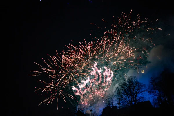 Ljubljana Kaste Frohes Neues Jahr Feuerwerk Nach Weihnachten — Stockfoto