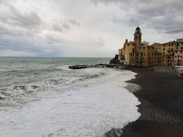 Sturm Auf Camogli Ligurien Italien Malerisches Fischerdorf — Stockfoto