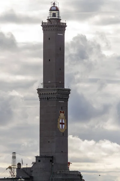 Lanterna Een Lichttouse Genua Italië Symbool Lucht Achtergrond — Stockfoto
