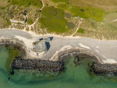 Skagen, Danimarka 2. Dünya Savaşı sığınağı sahilde.