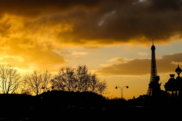 Zonsondergang Parijs Frankrijk — Stockfoto