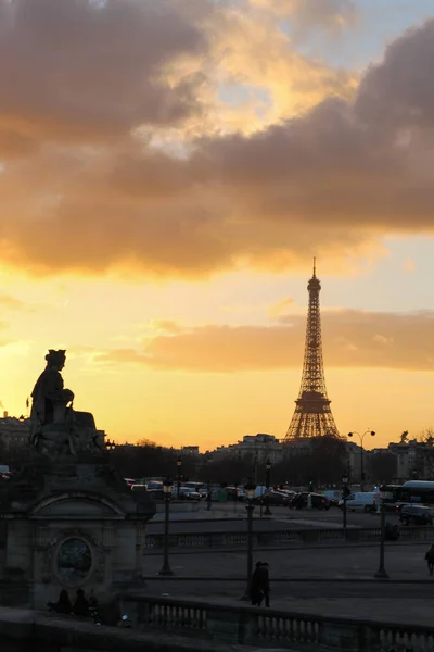 Захід Сонця Парижі — стокове фото