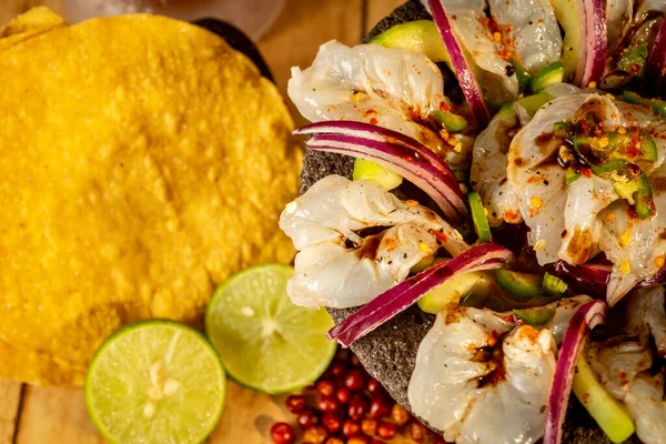 Detail Von Aguachile Typisch Mexikanischem Essen Aus Dem Norden Des — Stockfoto