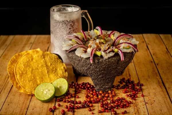 Aguachile Typisch Mexikanisches Essen Aus Dem Norden Des Landes Garnelen — Stockfoto