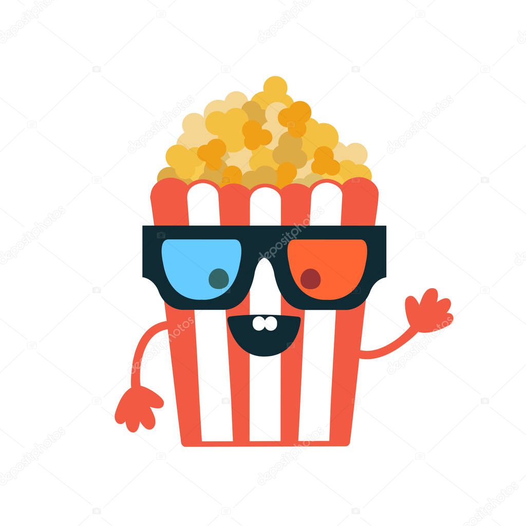 Popcorn waving. Vector illustration. Isolated on white background
