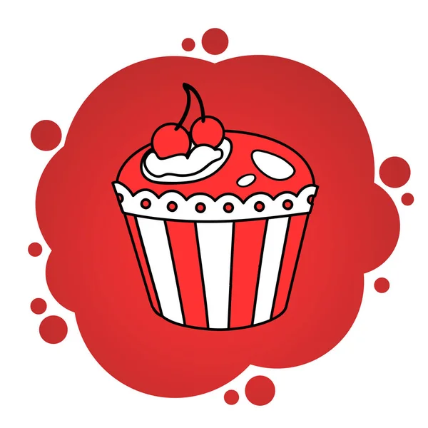 Piros Cupcake Rajzfilm Vektoros Illusztráció — Stock Vector