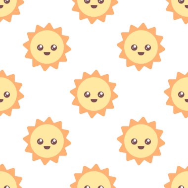 Sevimli çizgi güneş. Sorunsuz vektör çizim