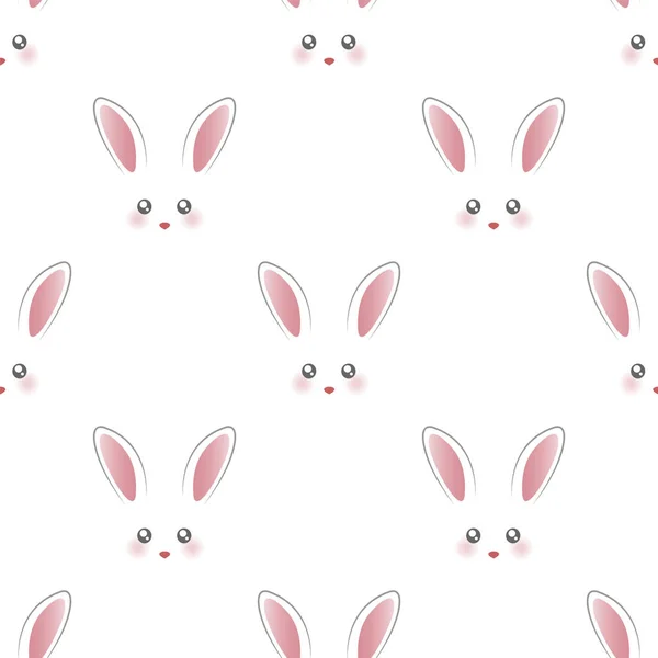 Bonita Cara Conejo Fondo Pantalla Sin Costuras — Vector de stock