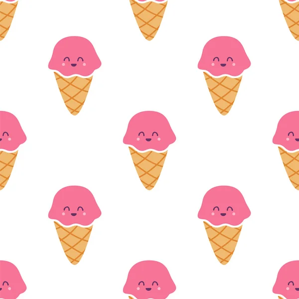 粉红冰淇淋无缝矢量模式 — 图库矢量图片