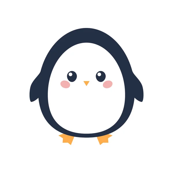 Bel Pinguino Dei Cartoni Animati Illustrazione Vettoriale Stile Piatto — Vettoriale Stock