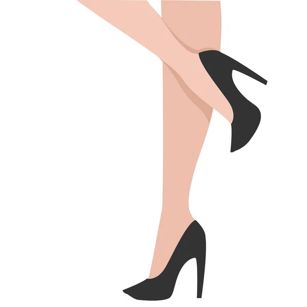 Woman Legs Black Shoes Cartoon Vector Illustration — Stock Vector