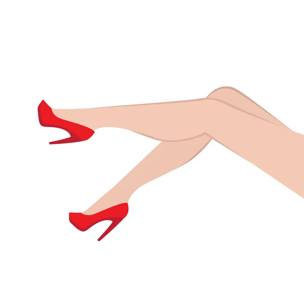 赤い靴の女性の足 漫画のベクトル図 — ストックベクタ