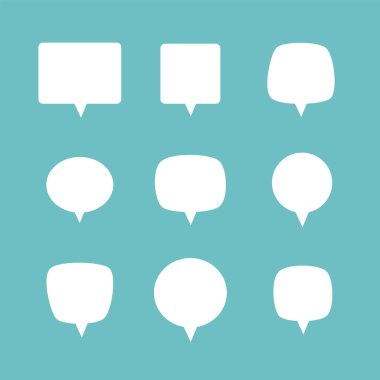 Boş konuşma balonu vektör kümesi. Düz stil konuşma balonları