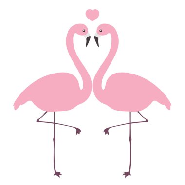 Flamingo severler. Çizgi film vektör çizim