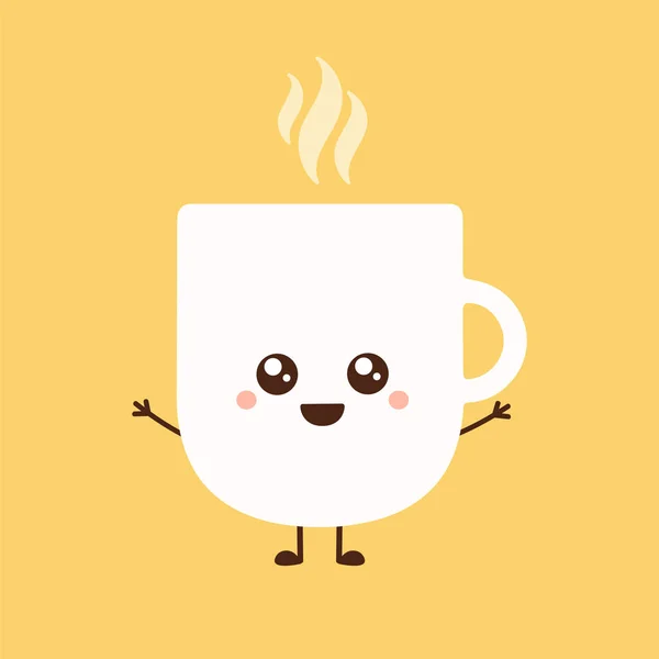 Süße Tasse Kaffee Oder Tee Vektorillustration — Stockvektor