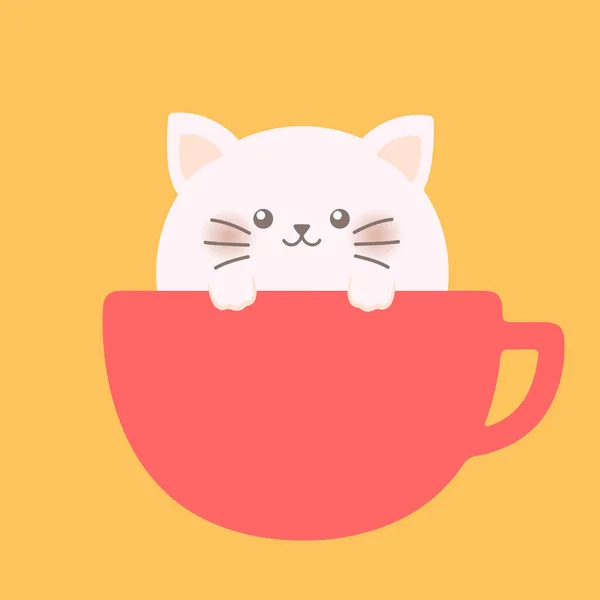 Cat Cup Cartoon Vector Illustration Flat Style — Stock Vector