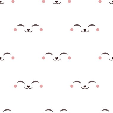 Mutlu hayvan yüz. Sevimli karakter. Sorunsuz vektör desen