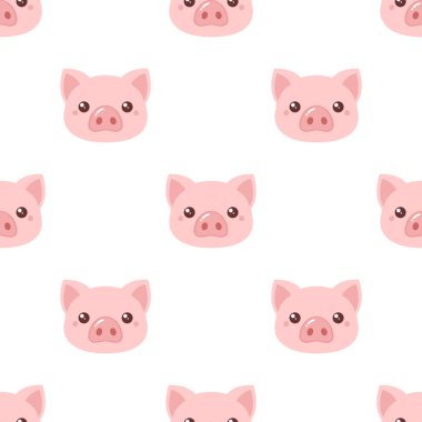 Çizgi film domuz kafası. Sorunsuz vektör desen