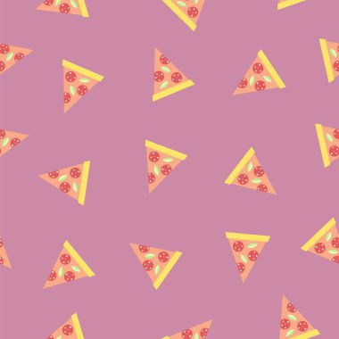 Pizza. Vektör seamless modeli. Düz stil çizimde