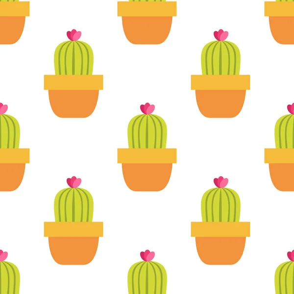Cartone Animato Modello Senza Cuciture Con Cactus Illustrazione Vettoriale — Vettoriale Stock